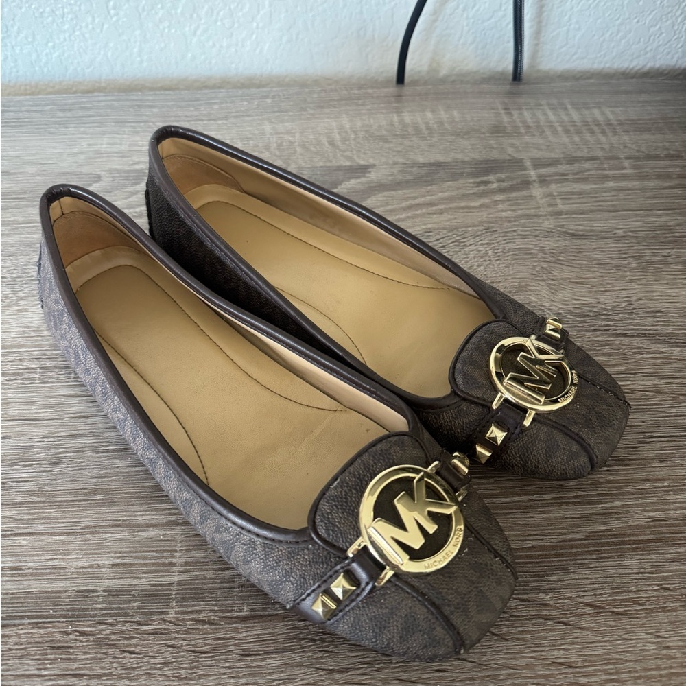 Michael Kors Dark Brown Loafers with Gold Logo
